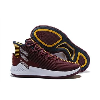 2018 Men's Adidas D Rose 9 Vintage Wine/White-Yellow Basketball Shoes