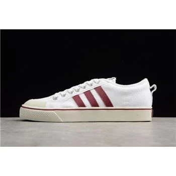 Mens and WMNS Adidas Nizza White/Red Canvas Shoes CQ2328