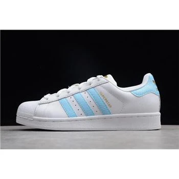 Women's Adidas Superstar White/Blue/Metallic-Gold CQ1887