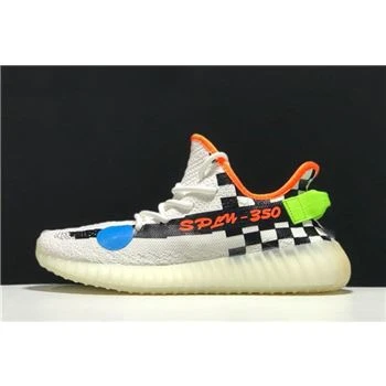 2018 Custom Off-White x Adidas Yeezy Boost 350 V2 Cream White Checkerboard