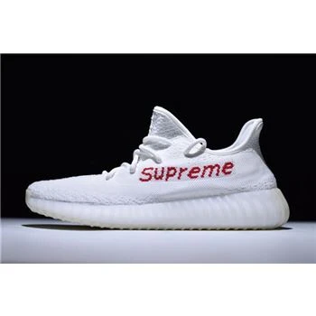 Supreme x Adidas Yeezy Boost 350 V2 White Red Shoes
